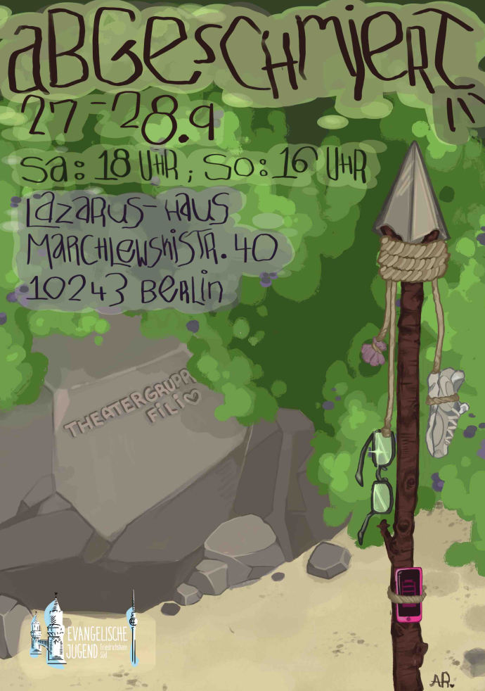 Flyer für dasJugendtheater Fili it dem Stück "Abgeschmiert"