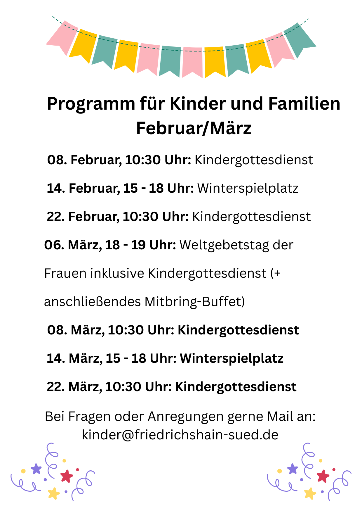 Programm für Kinder und Familien Februar/März 2026