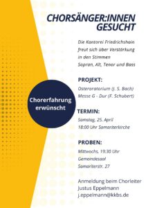 Chorsänger:innen gesucht